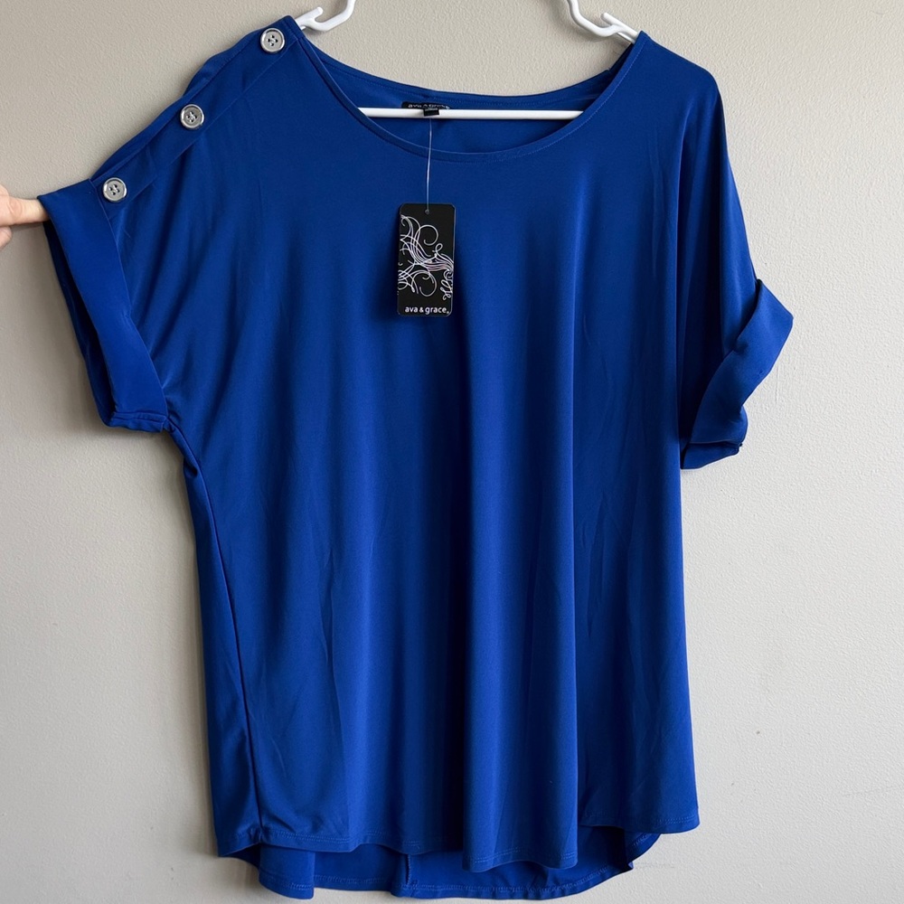 Ava & Grace Royal Blue Short Sleeve Top